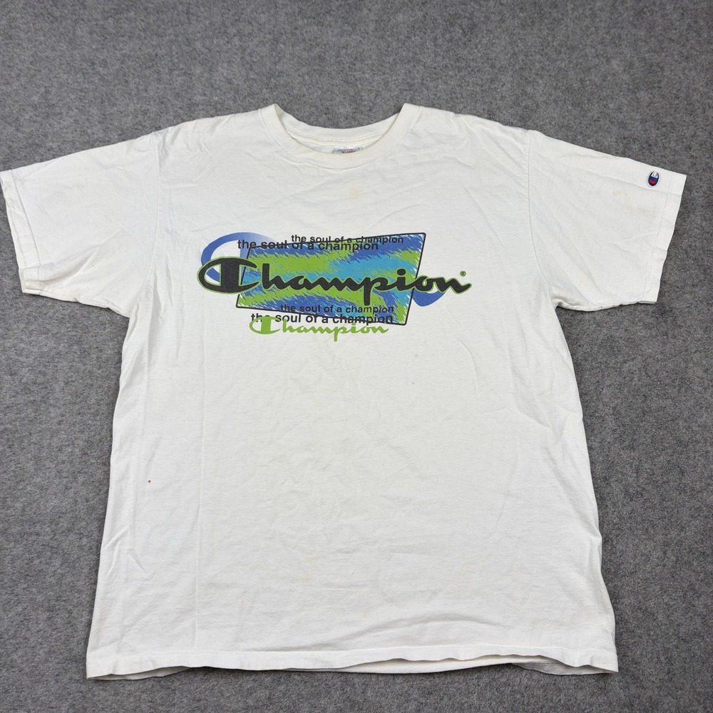 Champion T-Shirt Mens XL White Vintage 90s Soul of a Champion Graphic Tee - Picture 2 of 13